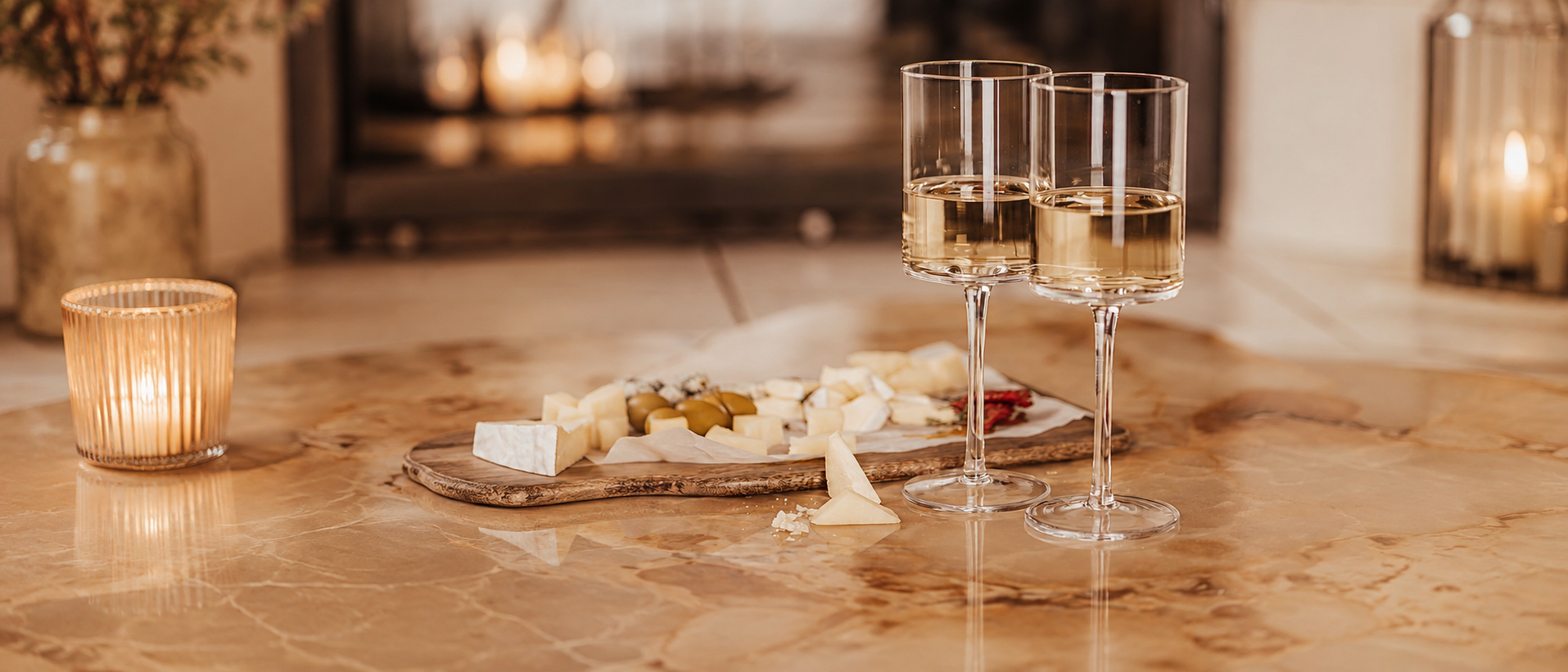 Glassware arranged for relaxed everyday moments
