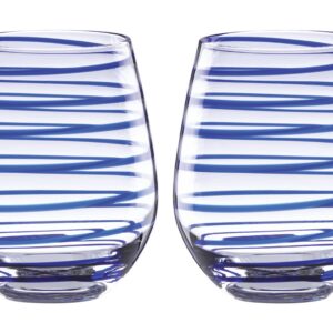 Striped Stemless Wine Glasses - Set of 2