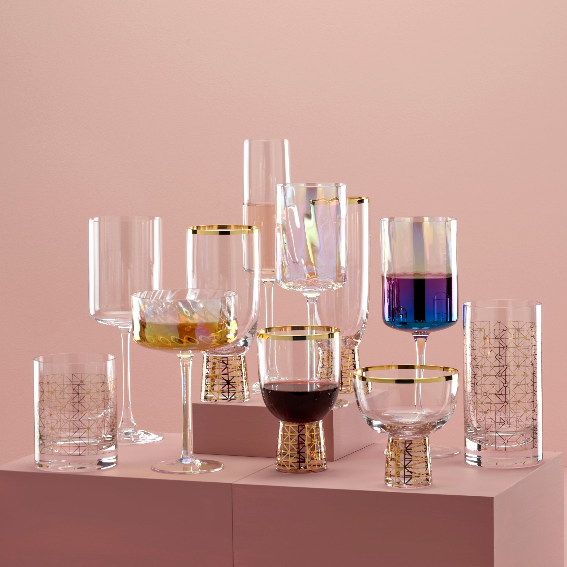 Iridescent Red Wine Glasses - Set of 4 - Image 3