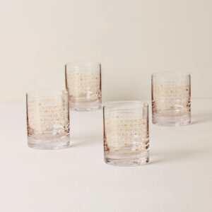 Gold Geometric Double Old Fashioned Glasses, Set of 4