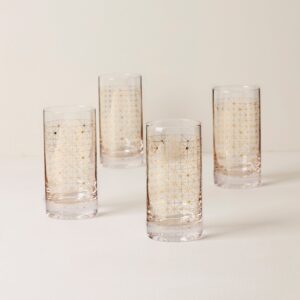 Gold Geometric Highball Glasses, Set of 4