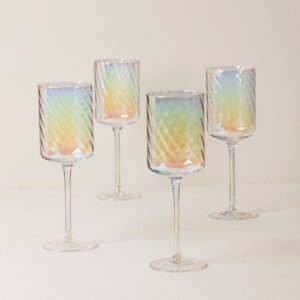 Iridescent Red Wine Glasses - Set of 4