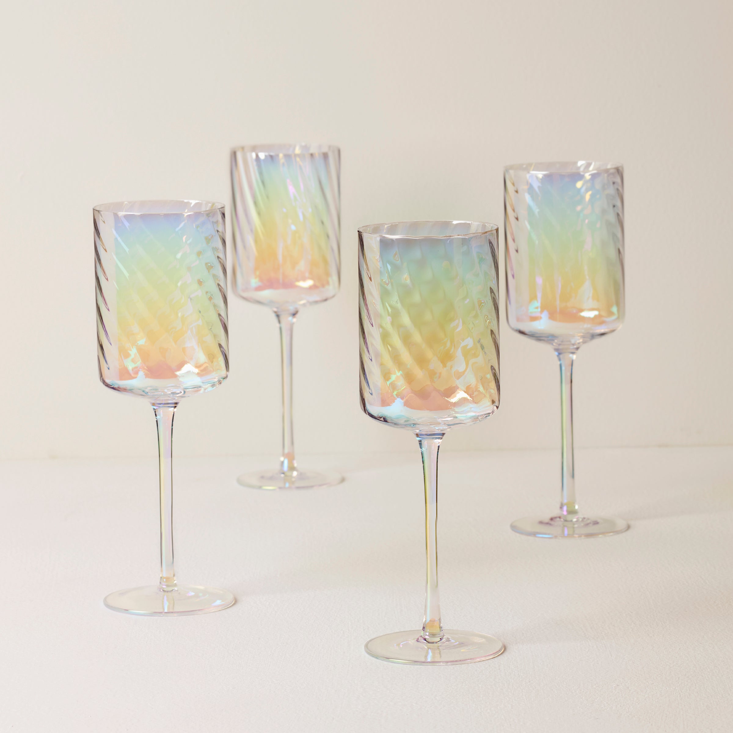 Iridescent Red Wine Glasses - Set of 4