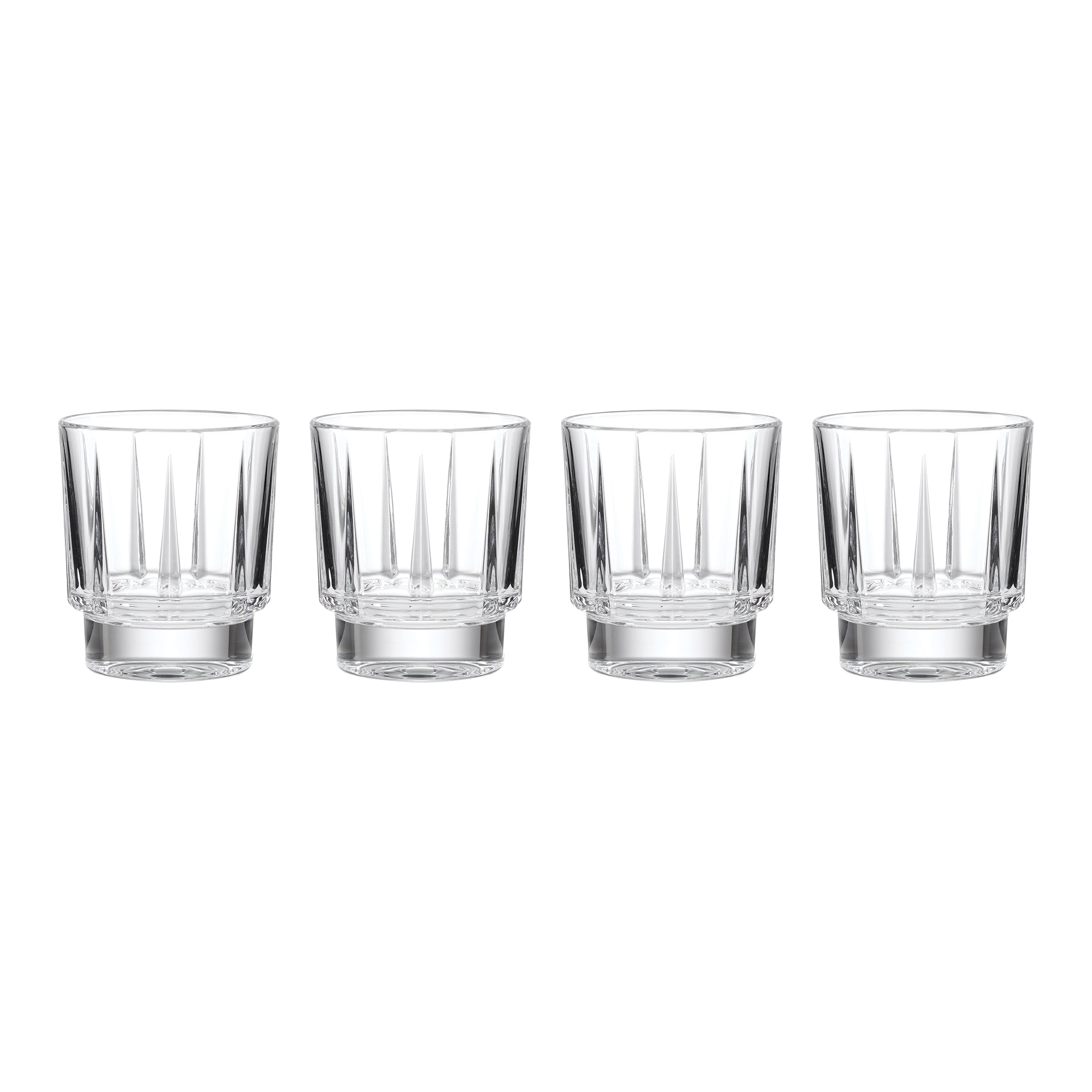 Faceted Crystal-Cut Double Old Fashioned Glasses, Set of 4