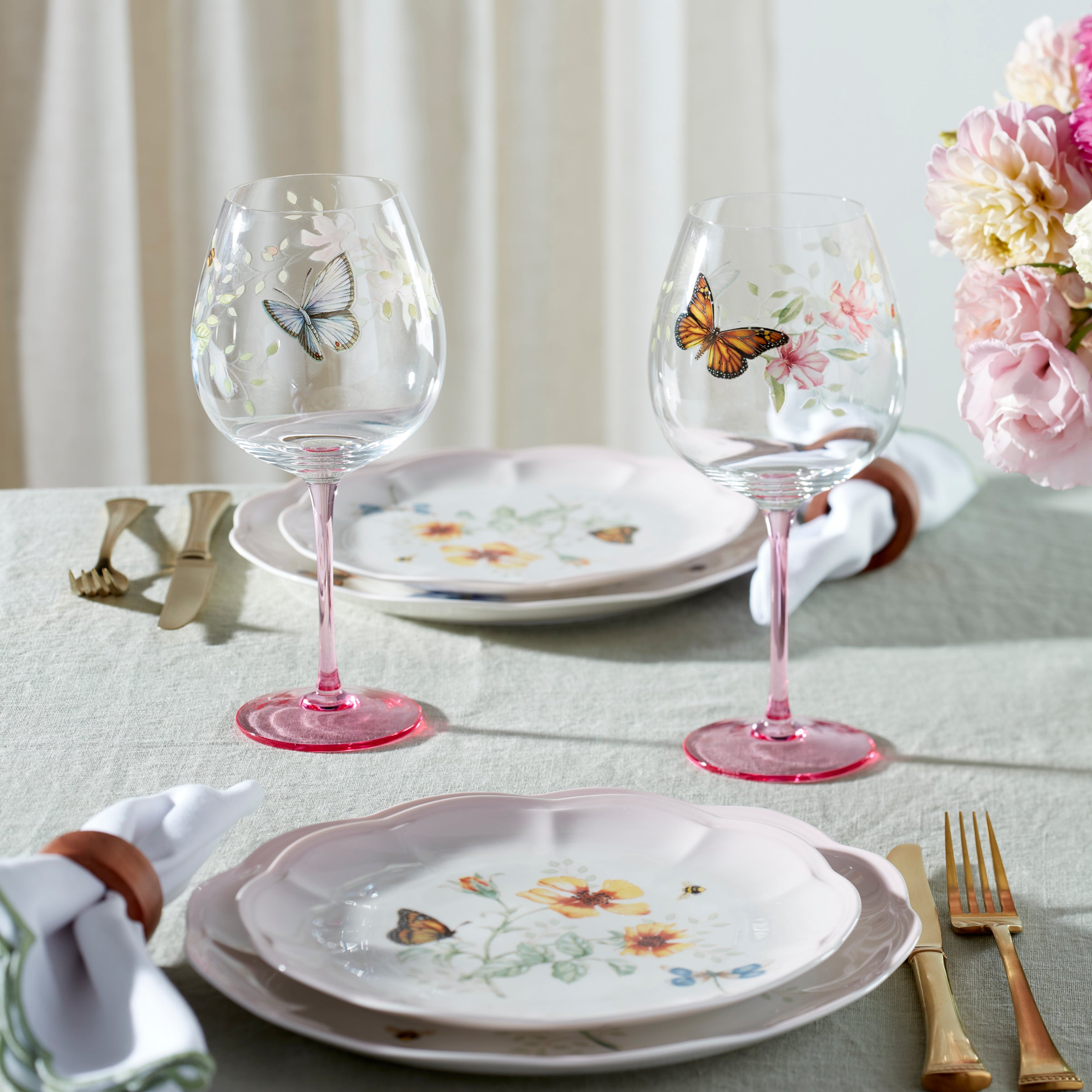 Pink Floral Balloon Wine Glasses - Set of 4 - Image 3