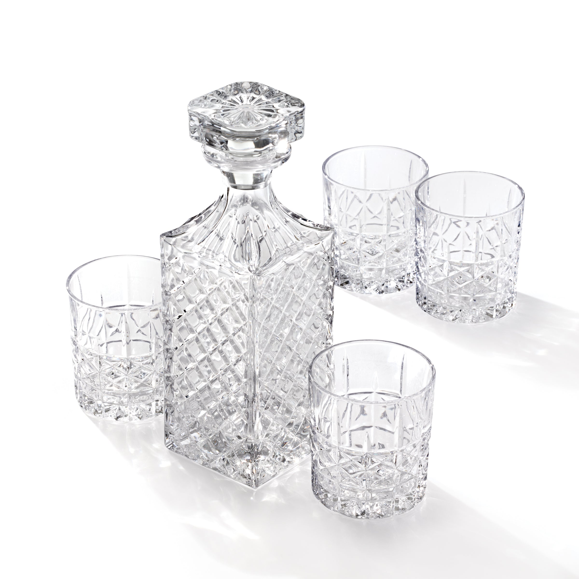 Starburst Cut Whiskey Decanter & Glass Set, 5-Piece - Image 5