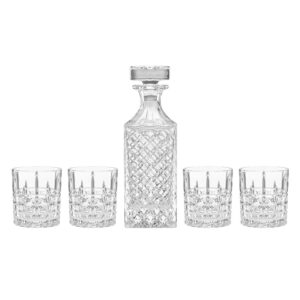 Starburst Cut Whiskey Decanter & Glass Set, 5-Piece