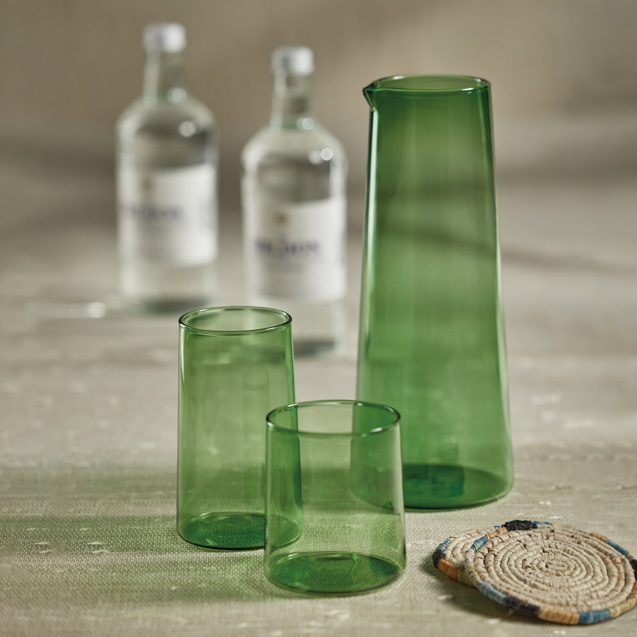 Fern Green Glass Pitcher and Drinkware Collection - Image 2