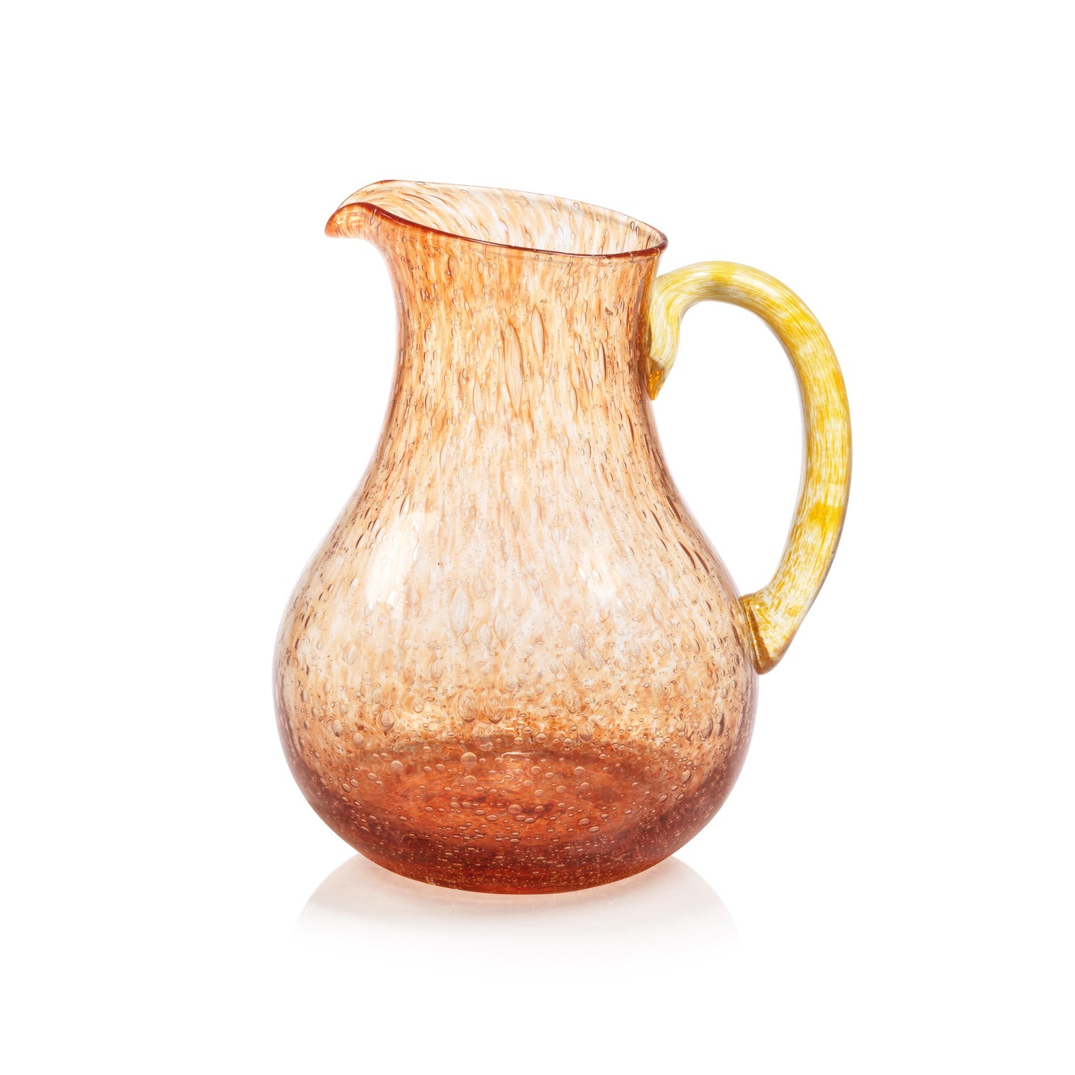 Orange Glass Pitcher with Yellow Handle - Image 2
