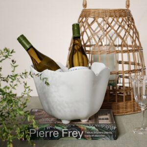 Matte White Ceramic Wine Cooler Ice Bucket Planter