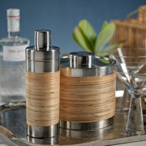 Rattan Wrapped Stainless Steel Ice Bucket