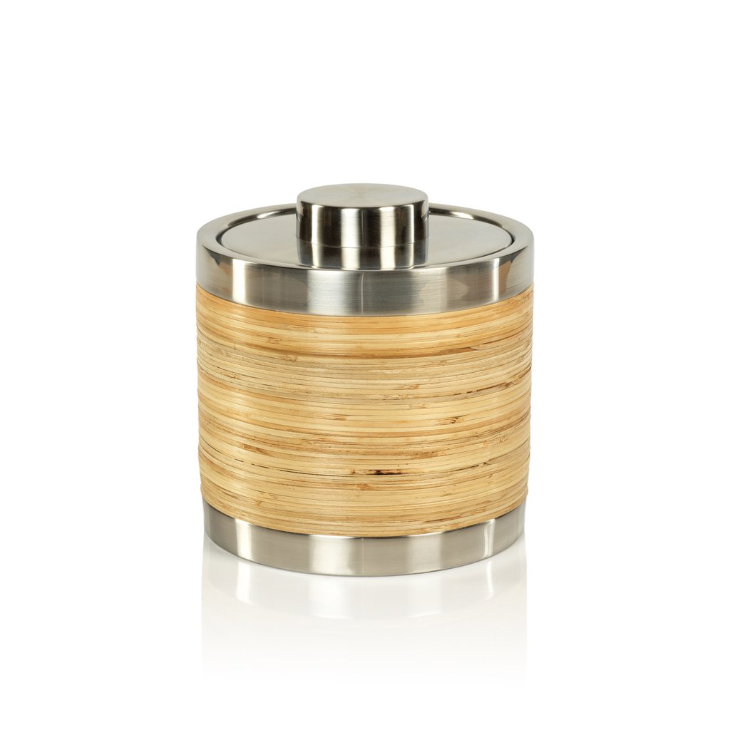 Rattan Wrapped Stainless Steel Ice Bucket - Image 2