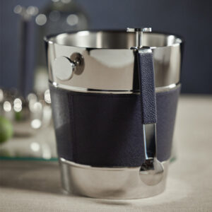 Nickel Double-Wall Wine Cooler with Leather Wrap