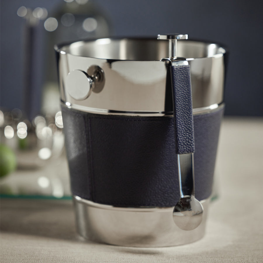 Nickel Double-Wall Wine Cooler with Leather Wrap
