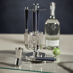 Nickel and Leather 5-Piece Bar Tool Set