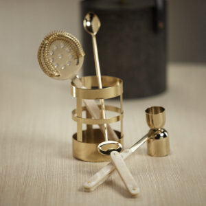 Gold 5-Piece Bar Tool Set with Holder