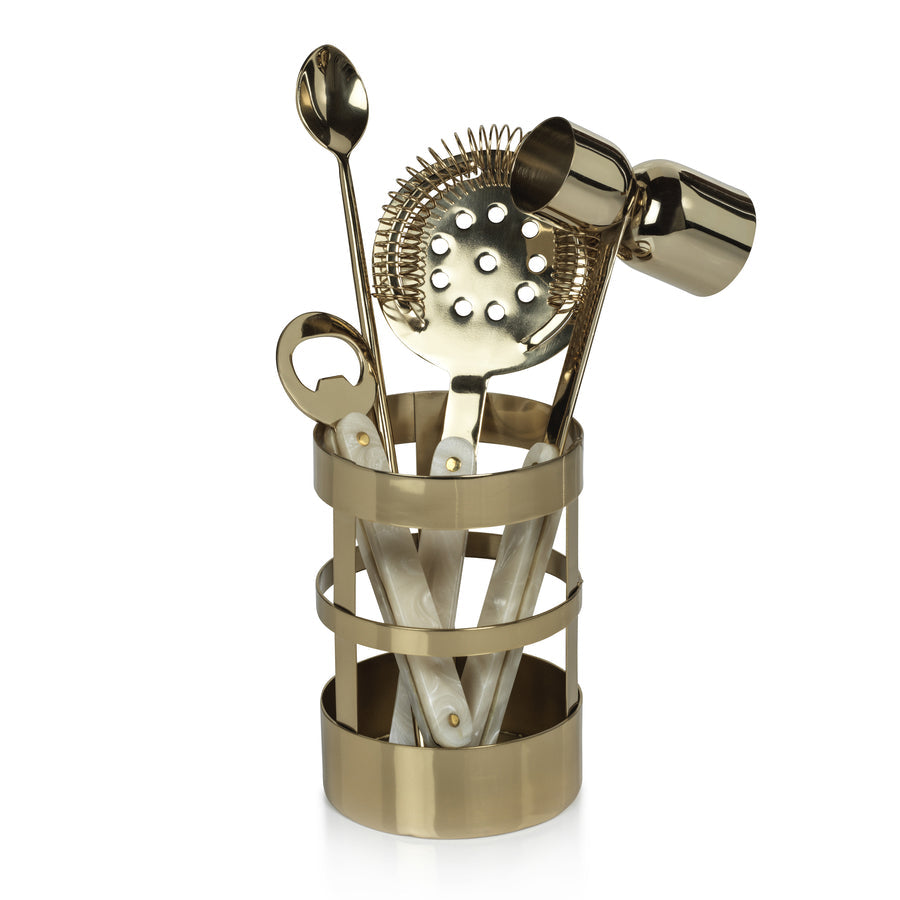 Gold 5-Piece Bar Tool Set with Holder - Image 3