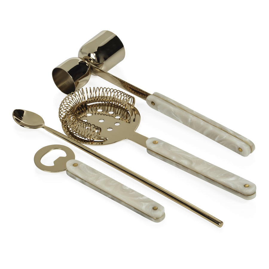 Gold 5-Piece Bar Tool Set with Holder - Image 5
