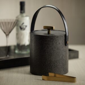 Shagreen Ice Bucket with Gold Ice Tong