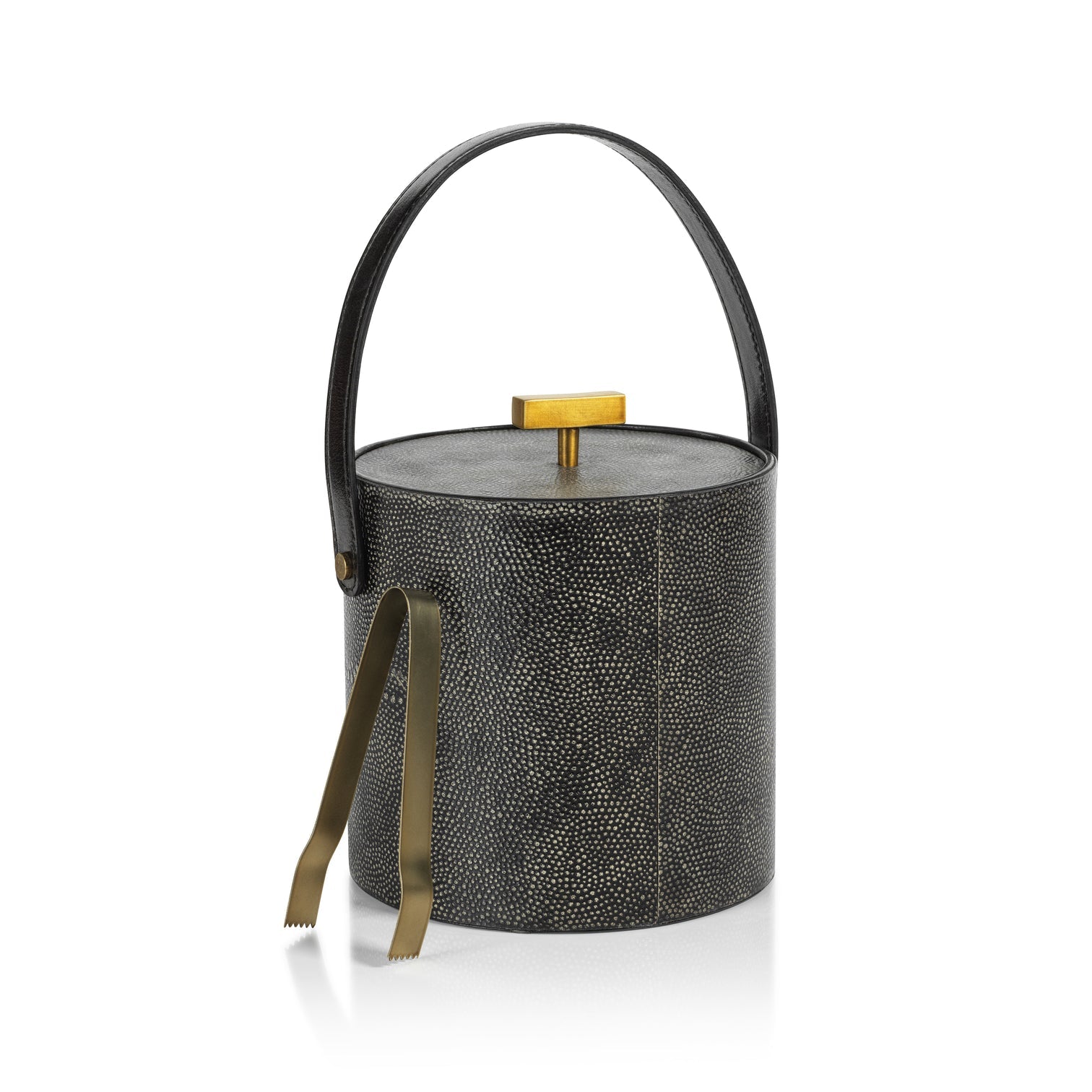 Shagreen Ice Bucket with Gold Ice Tong - Image 2