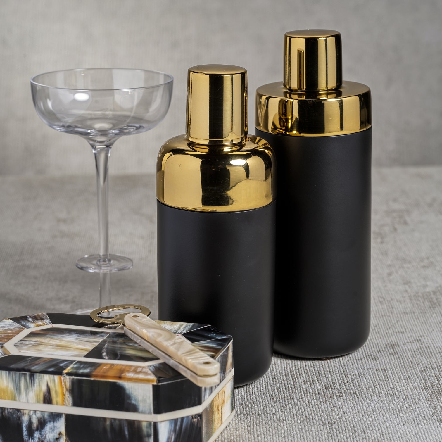 Matte Black and Gold Cocktail Shaker - Image 2