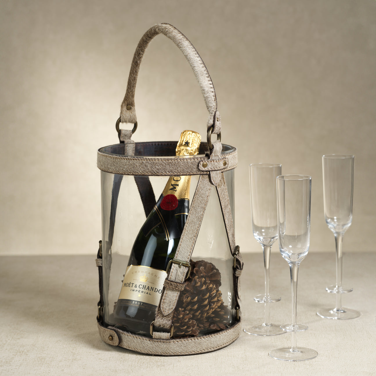 Hair-On-Hide Glass Hurricane Ice Bucket