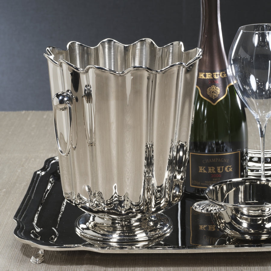 Fluted Silver Champagne Bucket with Ring Handles
