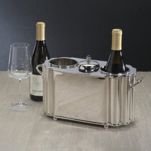 Polished Nickel Fluted Two-Bottle Wine Cooler