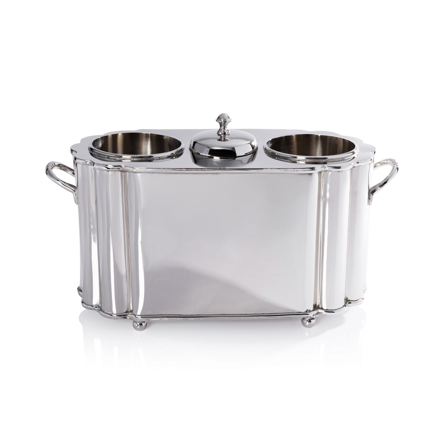 Polished Nickel Fluted Two-Bottle Wine Cooler - Image 2
