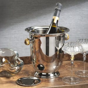 Polished Nickel Champagne Bucket with Amber Marble Handles