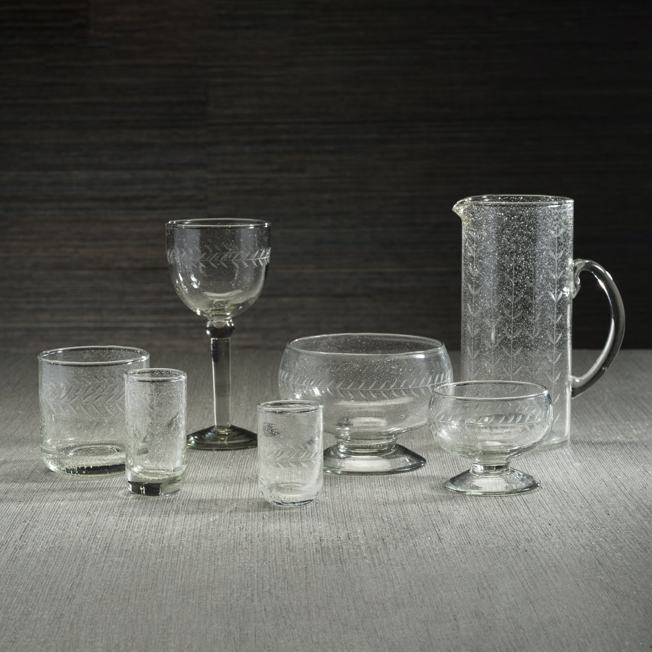 Hand-Etched Leaf Glass Pitcher - Image 3