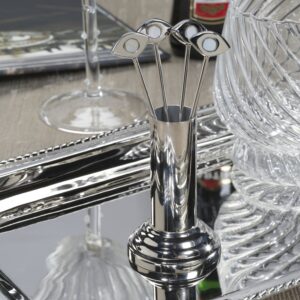 Polished Nickel Cocktail Picks with Stand Set of 4