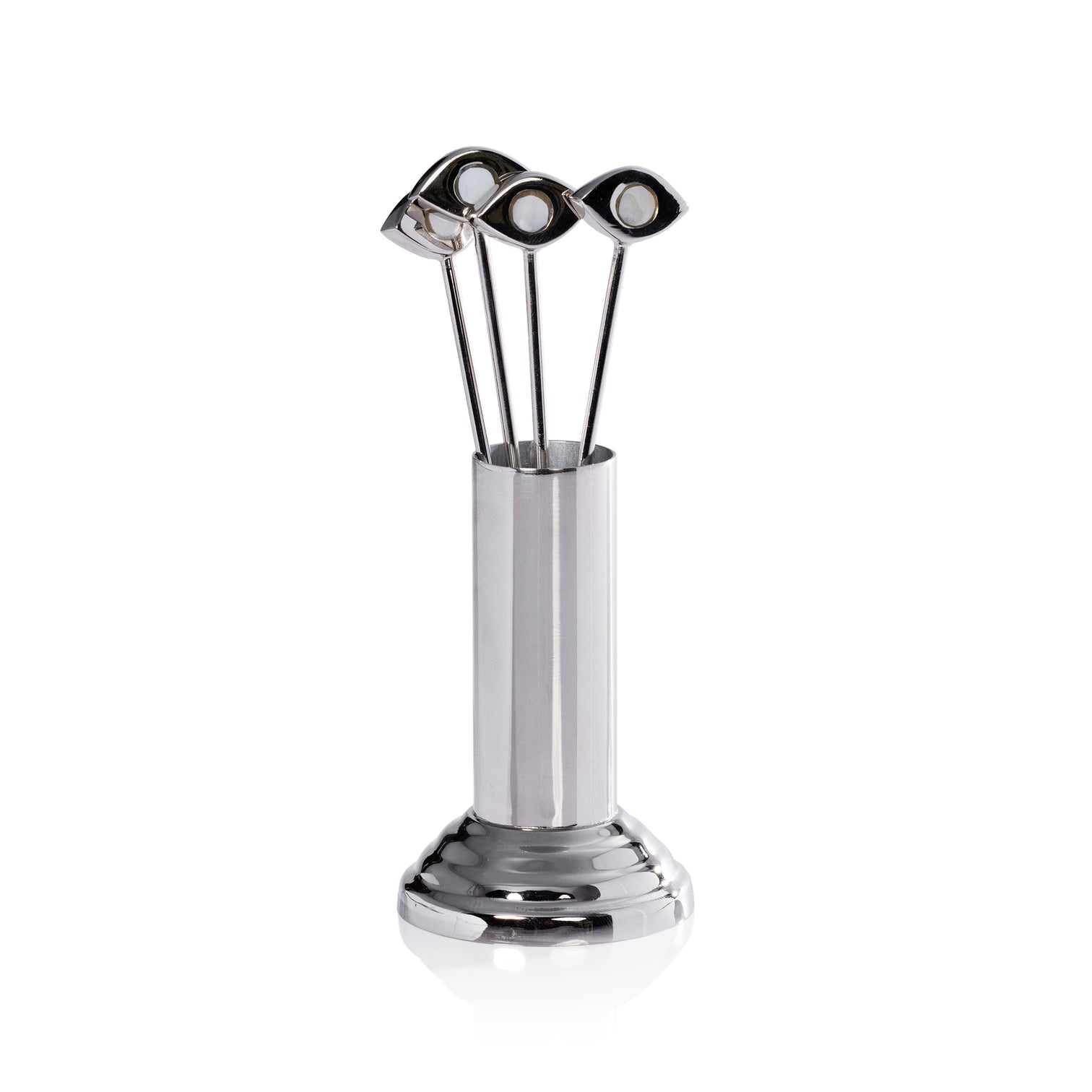 Polished Nickel Cocktail Picks with Stand Set of 4 - Image 2