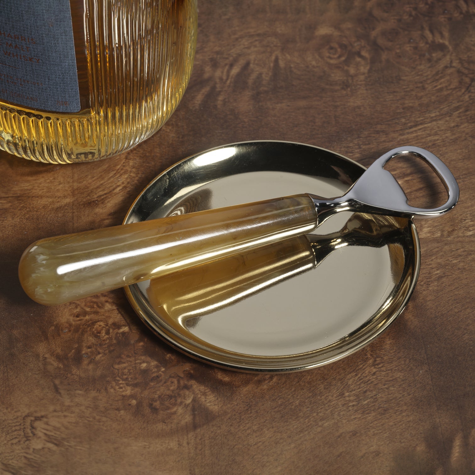 Nickel Bottle Opener with Amber Accent