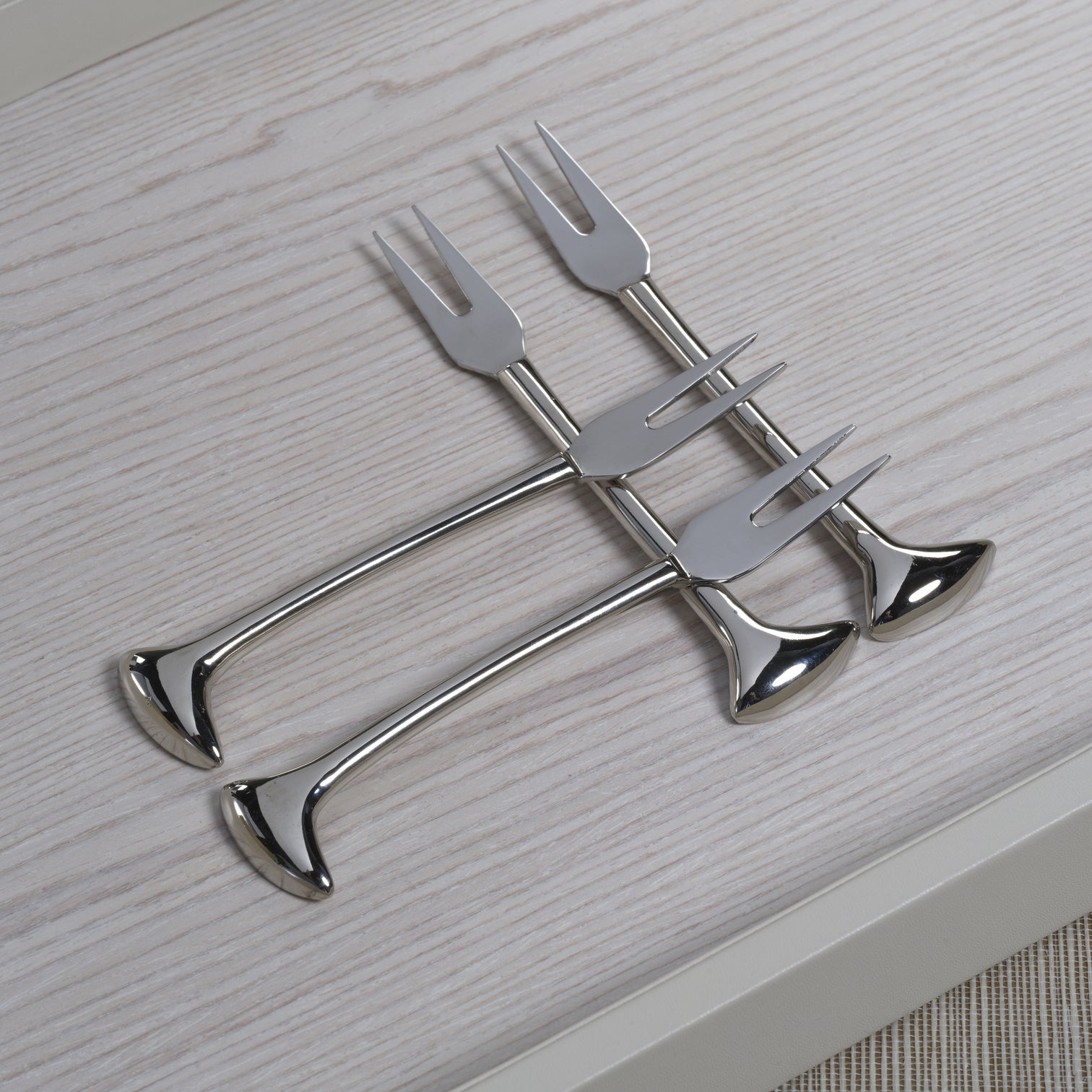 Nickel Cheese and Cocktail Forks Set of 4