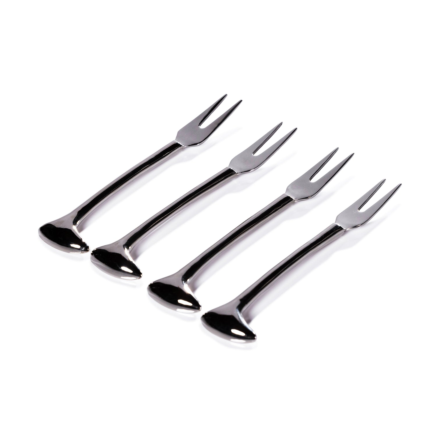 Nickel Cheese and Cocktail Forks Set of 4 - Image 2