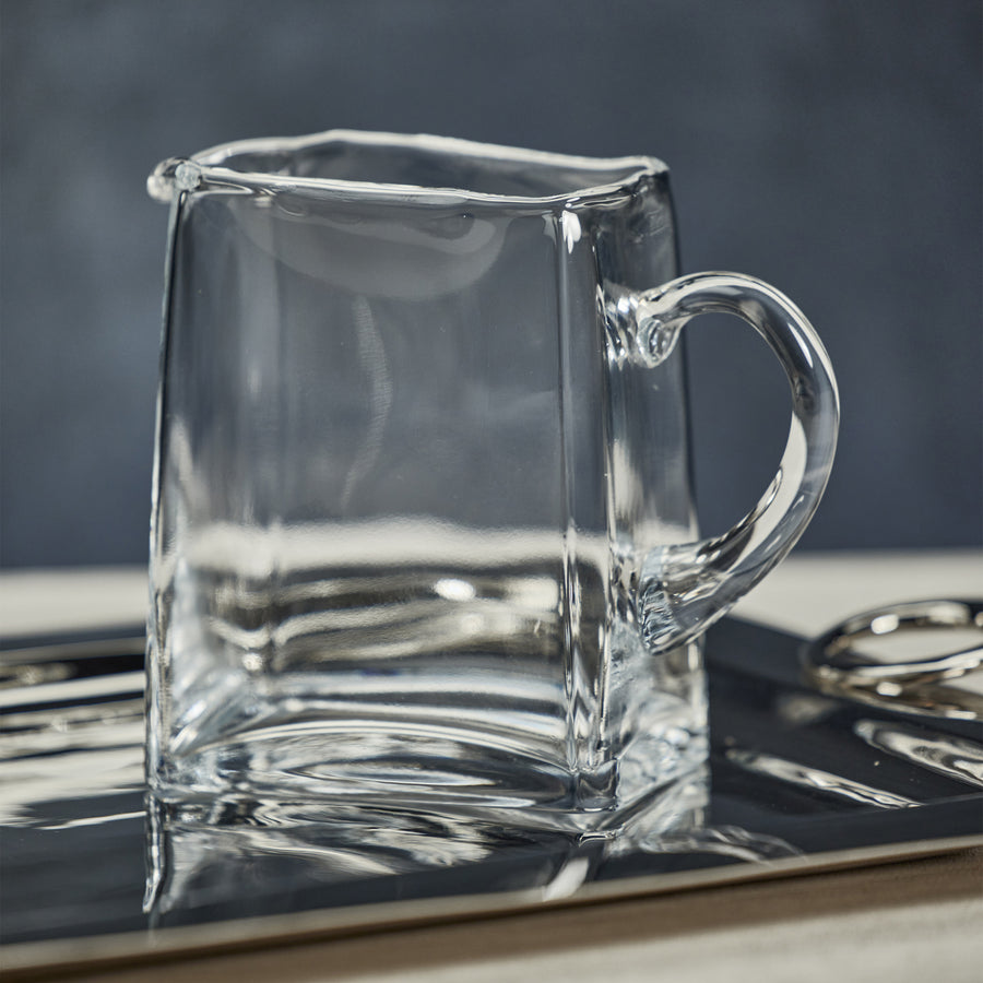 Clear Blown Glass Square Pitcher