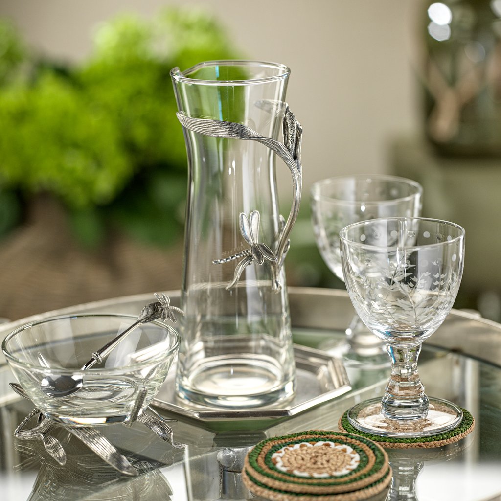 Dragonfly Accent Glass Pitcher