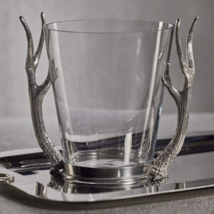 Glass Champagne Bucket with Pewter Antler Handles