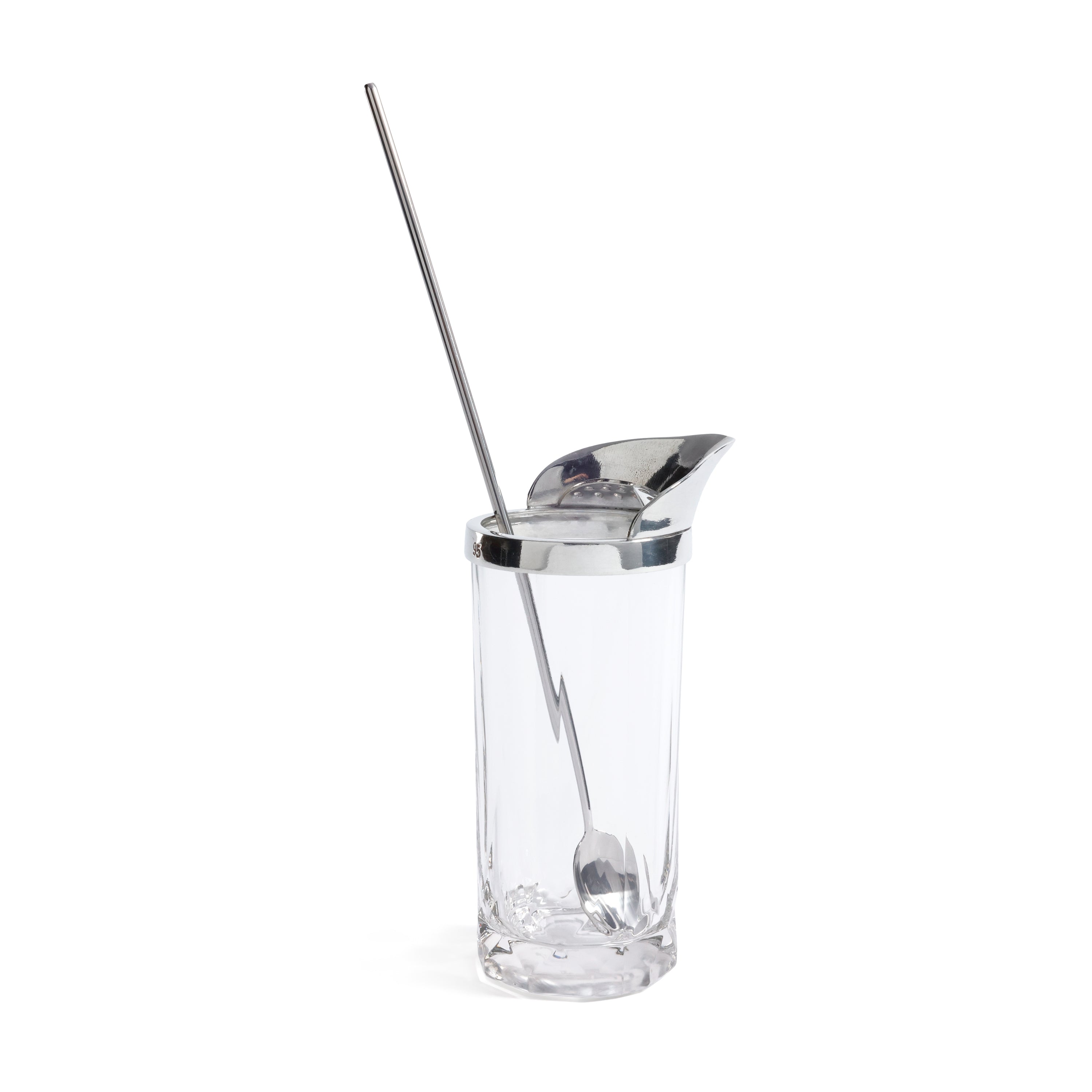 Pewter and Glass Cocktail Shaker with Stirrer