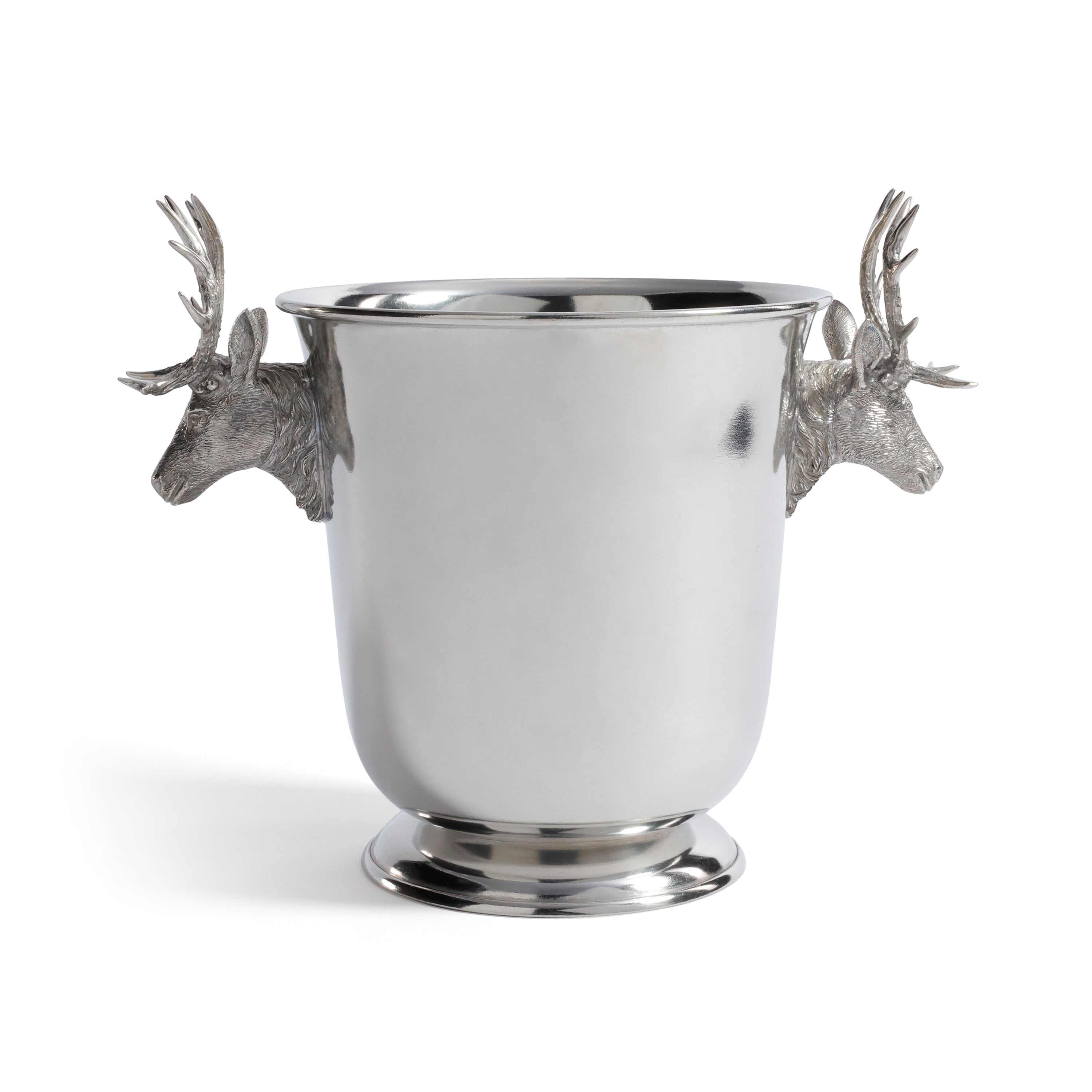 Pewter Champagne Wine Cooler with Stag Handles