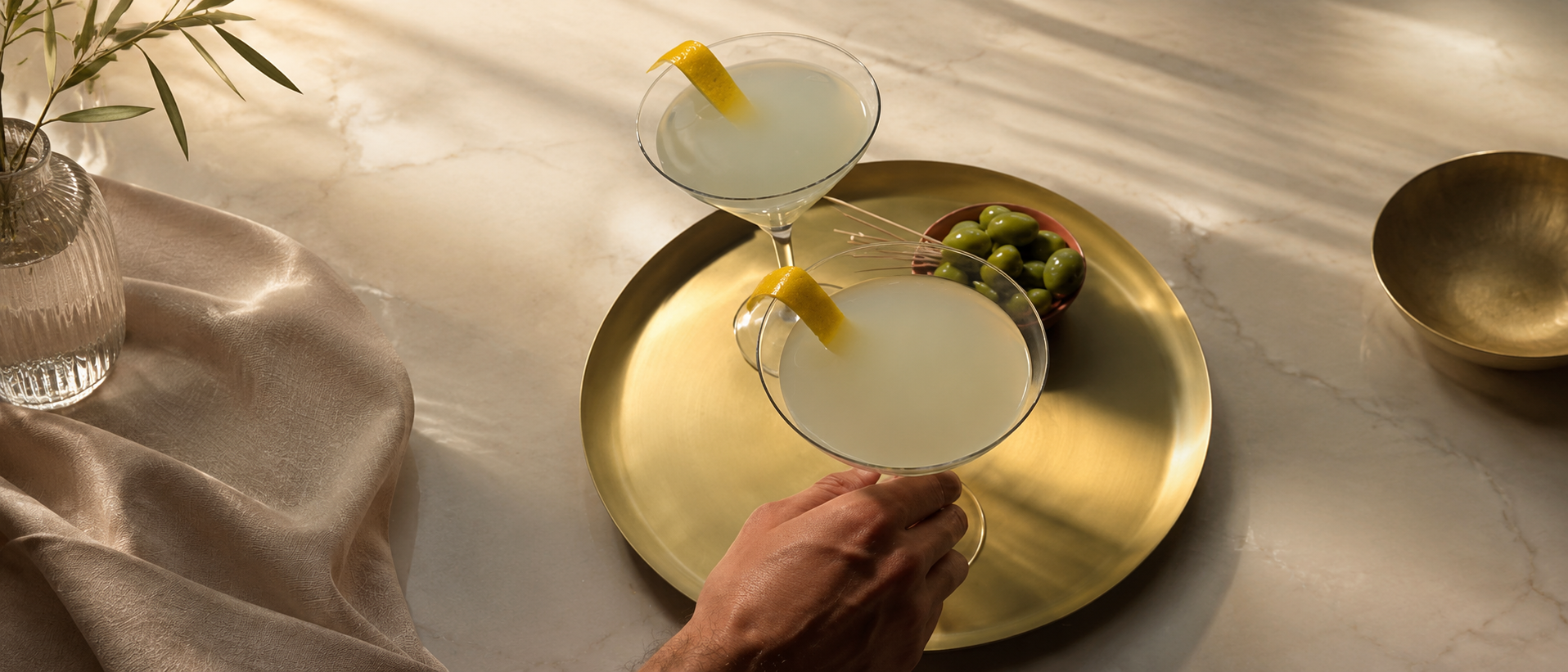 Considered glassware forms and balanced proportions